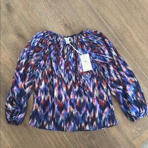 Bravo Blooms cotton &silk peasant Women's Top